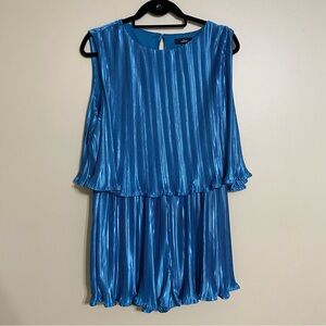 Lulus Chic Lavishness Blue Satin Plisse Sleeveless
Romper size XL